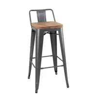 Bolero Barkrukken | BISTRO | Hout/Staal | Hout (Essen) | Grijs Frame | Indoor | 4 Stuks | 430x450x900(h)mm