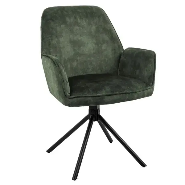 Draaistoelen | Fluweel/Metaal | Groen | Zwarte Poten | Indoor | 2 Stuks | 600x640x880(h)mm