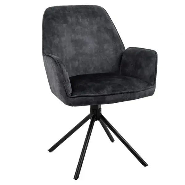 Draaistoelen | Fluweel/Metaal | Antraciet | Zwarte Poten | Indoor | 2 Stuks | 600x640x880(h)mm