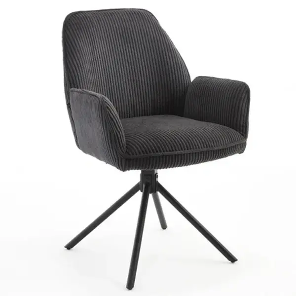 Draaistoelen | Stof/Metaal | Antraciet | Zwarte Poten | Indoor | 2 Stuks | 600x640x880(h)mm