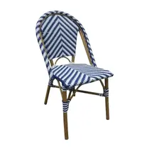Bolero Stoelen | Rotan/Aluminium | Blauw | Houtlook Frame | In-/Outdoor | Stapelbaar | 2 Stuks | 564x890(h)mm 
