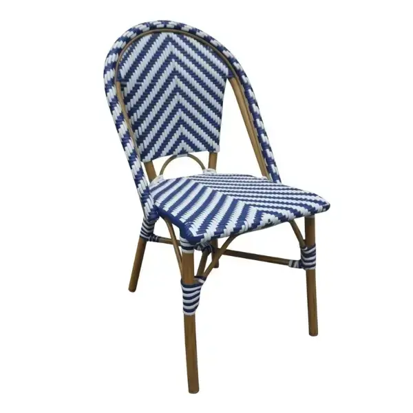 Stoelen | Rotan/Aluminium | Blauw | Houtlook Frame | In-/Outdoor | Stapelbaar | 2 Stuks | 564x890(h)mm