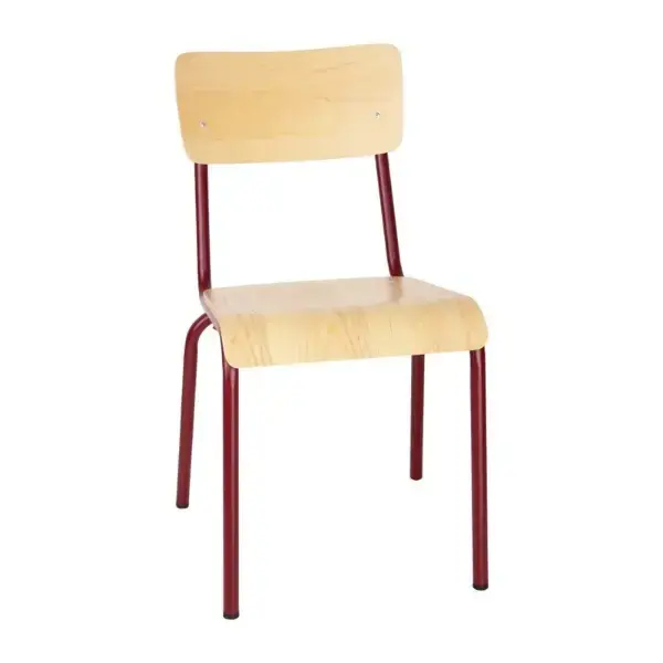 Stoelen | CANTINA | Hout/Staal |  Hout (Essen) | Rood Frame | Indoor | Stapelbaar | 4 Stuks | 480x580x830(h)mm