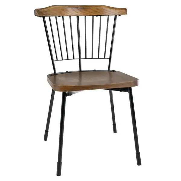 Stoelen | SCANDI | Hout/Staal | Houtlook | Zwart Frame | Indoor | 2 Stuks | 520x500x815(h)mm