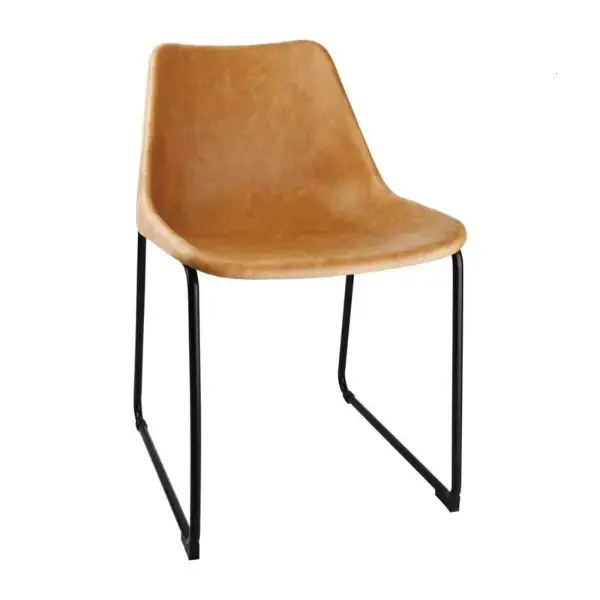 Stoelen | RODEO | Kunstleer/Staal | Camel | Zwarte Poten | Indoor | 2 Stuks | 455x540x725(h)mm
