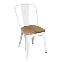 Bolero Stoelen | BISTRO | Hout/Staal | Hout (Essen) | Wit Frame | Indoor | Stapelbaar | 4 Stuks | 434x500x847(h)mm 