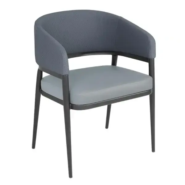 Stoelen | MERIDIAN | Stof/Staal | Greystone Blue | Zwart Frame | Indoor | 2 Stuks | 550x570x773(h)mm