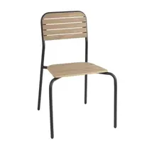 Bolero Stoelen | SANTORINI | Hout/Staal | Naturel | Zwart Frame | In-/Outdoor | Stapelbaar | 4 Stuks | 525x570x845(h)mm 