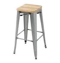 Bolero Barkrukken | BISTRO | Hout/Staal | Hout (Essen) | Grijs Frame | Indoor | Stapelbaar | 4 Stuks | 427x425x760(h)mm