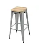 Bolero Barkrukken | BISTRO | Hout/Staal | Hout (Essen) | Grijs Frame | Indoor | Stapelbaar | 4 Stuks | 427x425x760(h)mm 