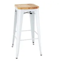 Bolero Barkrukken | BISTRO | Hout/Staal | Hout (Essen) | Wit Frame | Indoor | Stapelbaar | 4 Stuks | 427x425x760(h)mm