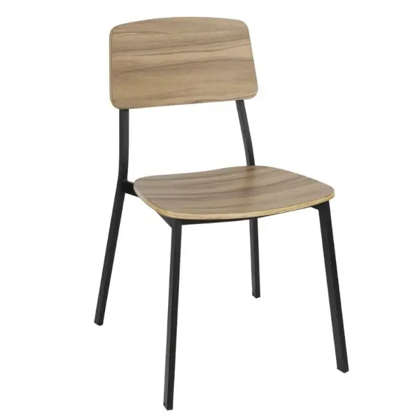 Stoelen | BEAUFORT | Hout/Staal | Walnut | Zwart Frame | Indoor | Stapelbaar | 2 Stuks | 560x510x820(h)mm