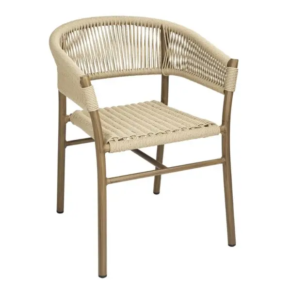 Stoelen | FLORENCE | Aluminium Rotan/Aluminium | Naturel | In-/Outdoor | Stapelbaar | 2 Stuks | 610x540x750(h)mm