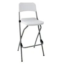 Bolero Opklapbare Barkrukken | Kunststof/Staal | White | Grijs Frame | In-/Outdoor | 2 Stuks | 505x445x1032(h)mm