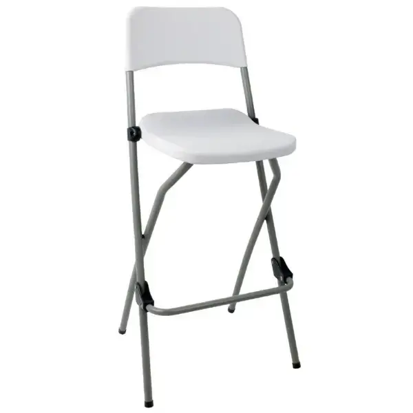 Opklapbare Barstoelen | Kunststof/Staal | White | Grijs Frame | In-/Outdoor | 2 Stuks | 505x445x1032(h)mm