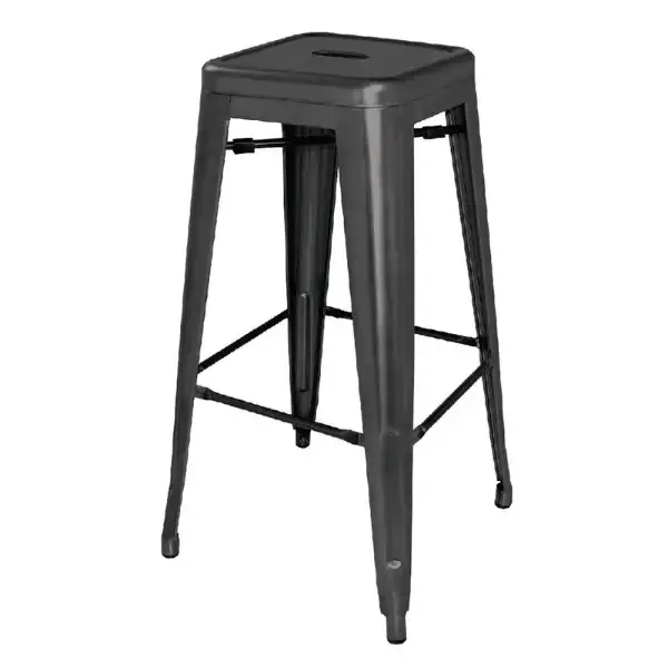 Barkrukken | BISTRO | Staal | Black | In-/Outdoor | Stapelbaar | 4 Stuks | 425x425x770(h)mm