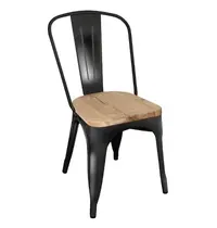 Bolero Stoelen | BISTRO | Hout/Staal | Hout (Essen) | Zwart Frame | In-/Outdoor | Stapelbaar | 4 Stuks | 445x520x855(h)mm 