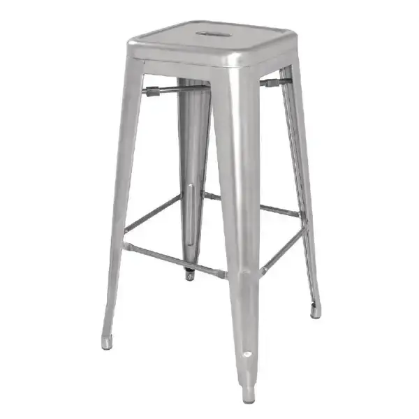 Barkrukken | BISTRO | Staal | Silver | In-/Outdoor | Stapelbaar | 4 Stuks | 425x425x770(h)mm
