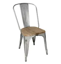 Bolero Stoelen | BISTRO | Hout/Staal | Hout (Essen) | Zilver Frame | In-/Outdoor | Stapelbaar | 4 Stuks | 434x500x847(h)mm 