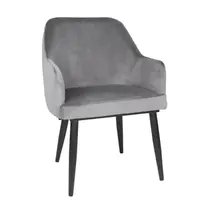 Bolero Stoelen | LIA VELVET | Fluweel/Metaal | Grey | Zwarte Poten | Indoor | 2 Stuks | 580x506x810(h)mm
