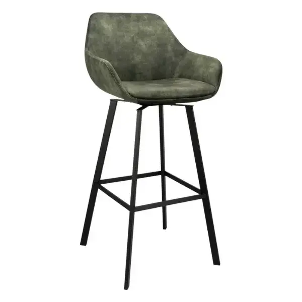 Barkrukken | RENE | Fluweel/Metaal | Hunter | Zwarte Poten | Indoor | 2 Stuks | 530x540x1050(h)mm