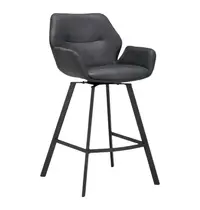 HC Barkrukken | PERLA | Leer/Metaal | Anthracite | Zwarte Poten | Indoor | 2 Stuks | 510x570x1100(h)mm