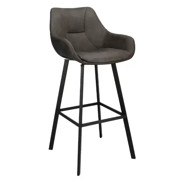 Barkrukken | BIAS | Microleder/Metaal | Anthracite | Zwarte Poten | Indoor | 2 Stuks | 500x570x1100(h)mm