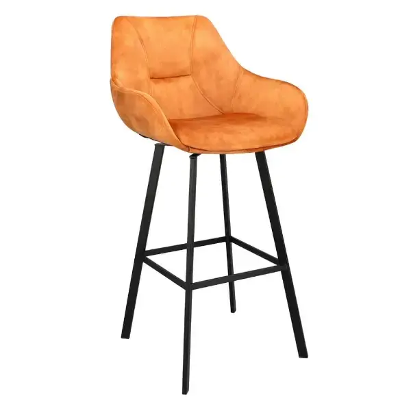 Barkrukken | BIAS | Fluweel/Metaal | Cognac | Zwarte Poten | Indoor | 2 Stuks | 500x570x1100(h)mm