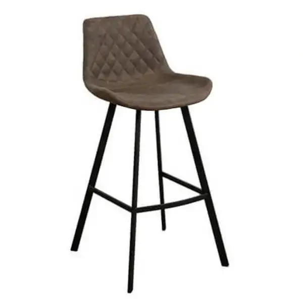 Barkrukken | EMPERIO | Microvezel/Metaal | Olive | Zwarte Poten | Indoor | 2 Stuks | 500x500x1080(h)mm