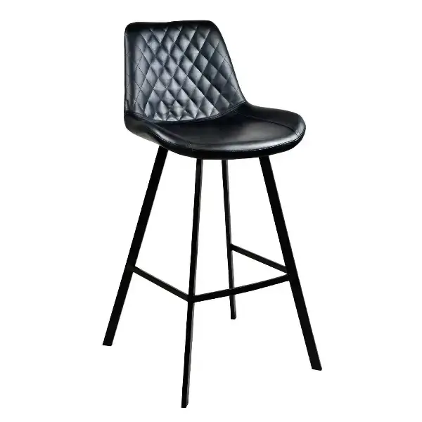 Barkrukken | EMPERIO | Kunstleer/Metaal | Black | Zwarte Poten | Indoor | 2 Stuks | 500x500x1080(h)mm