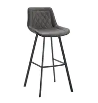 HC Barkrukken | JORIS | Leer/Metaal | Graphite | Zwarte Poten | Indoor | 2 Stuks | 500x550x1080(h)mm