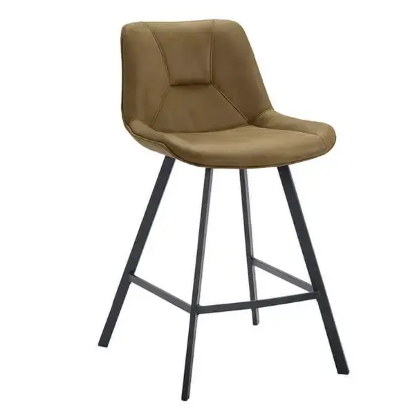 Barkrukken | CARMEN | Leer/Metaal | Moss | Zwarte Poten | Indoor | 2 Stuks | 500x550x1100(h)mm