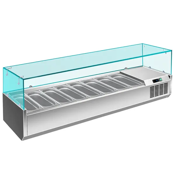Opzetkoelvitrine | 8x 1/4 GN | +2°C/+8°C | 1800x335x435(h)mm