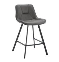 HC Barkrukken | CARMEN | Leer/Metaal | Graphite | Zwarte Poten | Indoor | 2 Stuks | 500x550x950(h)mm
