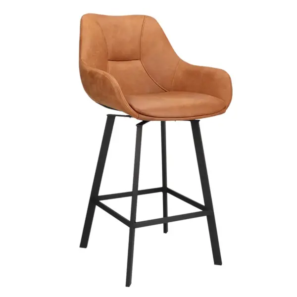 Barkrukken | BIAS | Microleder/Metaal | Camel | Zwarte Poten | Indoor | 2 Stuks | 500x570x950(h)mm