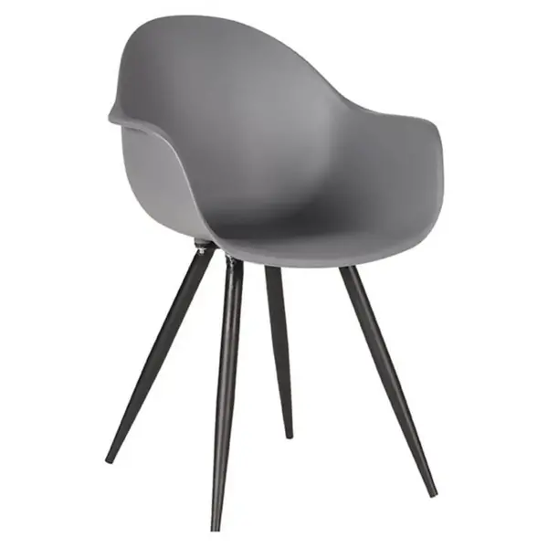 Stoelen | LIVA | Kunststof/Metaal | Anthracite | Zwarte Poten | In-/Outdoor | 2 Stuks | 580x540x850(h)mm