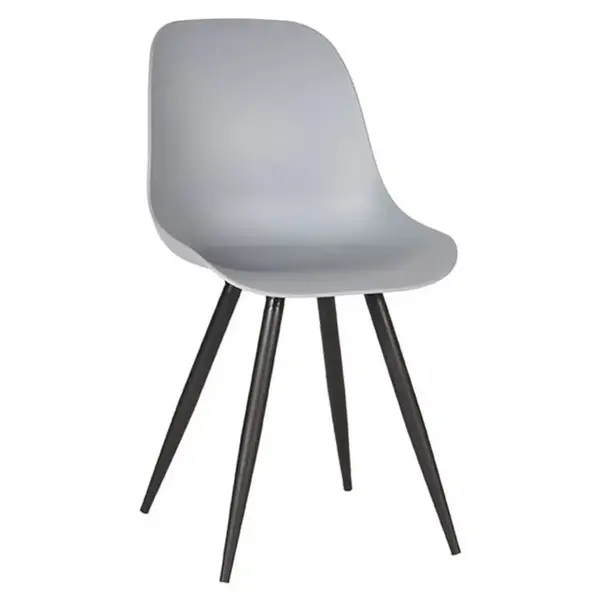 Stoelen | MONA | Kunststof/Metaal | Grey | Zwarte Poten | In-/Outdoor | 2 Stuks | 460x540x880(h)mm