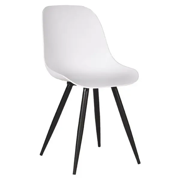 Stoelen | MONA | Kunststof/Metaal | White | Zwarte Poten | In-/Outdoor | 2 Stuks | 460x540x880(h)mm