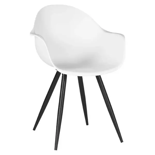 Stoelen | LIVA | Kunststof/Metaal | White | Zwarte Poten | In-/Outdoor | 2 Stuks | 580x540x850(h)mm