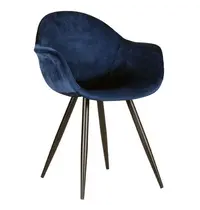 HC Stoelen | FIONA | Fluweel/Metaal | Blue | Zwarte Poten | Indoor | 2 Stuks | 600x580x830(h)mm