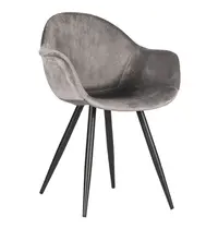 HC Stoelen | FIONA | Fluweel/Metaal | Grey | Zwarte Poten | Indoor | 2 Stuks | 600x580x830(h)mm