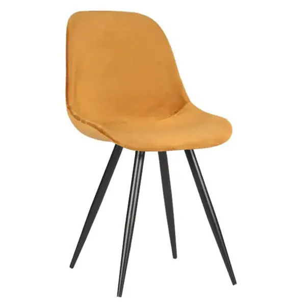 Stoelen | CARA |  Fluweel/Metaal | Ochre |  Zwarte Poten | Indoor | 2 Stuks | 460x560x880(h)mm