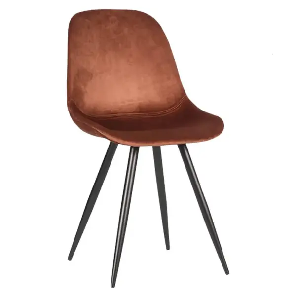 Stoelen | CARA |  Fluweel/Metaal | Rust |  Zwarte Poten | Indoor | 2 Stuks | 460x560x880(h)mm