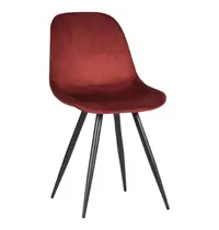 HC Stoelen | CARA | Fluweel/Metaal | Bordeaux | Zwarte Poten | Indoor | 2 Stuks | 460x560x880(h)mm