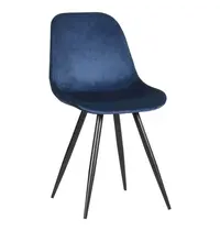 HC Stoelen | CARA | Fluweel/Metaal | Blue | Zwarte Poten | Indoor | 2 Stuks | 460x560x880(h)mm