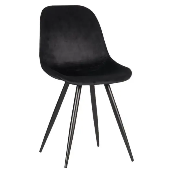 Stoelen | CARA | Fluweel/Metaal | Black | Zwarte Poten | Indoor | 2 Stuks | 460x560x880(h)mm