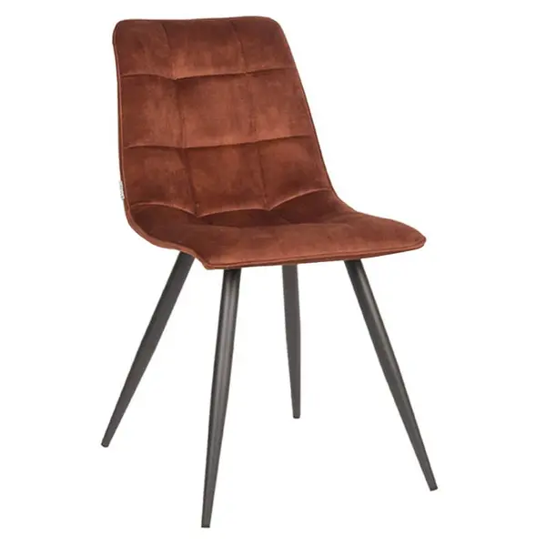 Stoelen | JADI | Fluweel/Metaal | Rust | Zwarte Poten | Indoor | 2 Stuks | 450x560x850(h)mm