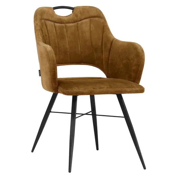Stoelen | JEWEL |  Fluweel/Metaal | Cognac |  Zwarte Poten | Indoor | 2 Stuks | 605x625x870(h)mm