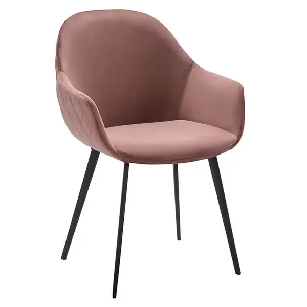 Stoelen | CAMILLE |  Fluweel/Metaal | Old Pink |  Zwarte Poten | Indoor | 2 Stuks | 560x650x820(h)mm