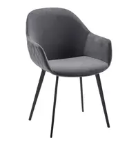 HC Stoelen | CAMILLE |  Fluweel/Metaal | Grey |  Zwarte Poten | Indoor | 2 Stuks | 560x650x820(h)mm 
